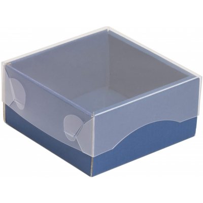 Dárková krabička s průhledným víkem 100x100x50/35 mm, modrá – Zboží Mobilmania