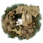 Clayre & Eef Zeleno-zlatý vánoční věnec s mašlí a jelenem Christmas Deer - Ø 30*7 cm – Hledejceny.cz
