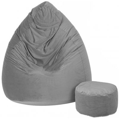 Jaks Sedací vak s podnožkou velur světle šedý – Sleviste.cz