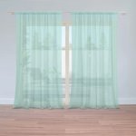 Sablio Záclony Bílé čárky na tyrkysové: 2ks 150x250cm – Hledejceny.cz