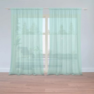 Sablio Záclony Bílé čárky na tyrkysové: 2ks 150x250cm – Hledejceny.cz