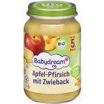 Babydream BIO ovocné pyré jablko, broskev a sušenky 190 g – Zboží Dáma