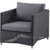 Zahradní židle a křeslo Cane-line Nízké křeslo Diamond, 70x88x63 cm, rám hliník, výplet umělý ratan graphite, sedáky venkovní látka Natté grey