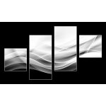 Obraz 4D čtyřdílný - 100 x 60 cm - creative abstraction black and white wave background kreativní abstrakce černé a bílé vlny pozadí – Zbozi.Blesk.cz
