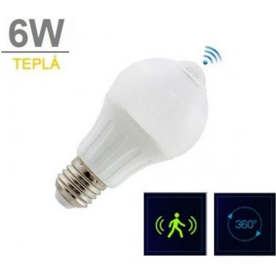 LED21 LED žárovka A5S s PIR čidlem 6W 14xSMD5630 450lm E27 TEPLÁ – Zboží Mobilmania