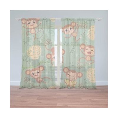 Sablio Záclony Roztomilé opičky: 2ks 150x250cm – Hledejceny.cz