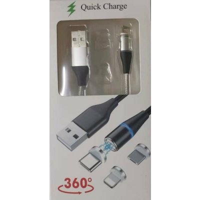 Kabel Magnetický micro USB a USB-C nabíjecí a datový, 1m, stříbrný – Sleviste.cz