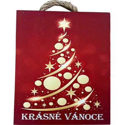 Bondecor Vánoční dřevěná dekorace - obdélník "Krásné Vánoce" 15x18cm – Hledejceny.cz