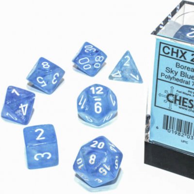 Chessex Sada kostek Chessex Borealis Polyhedral Sky Blue/White Luminary 7-Die Set – Zboží Mobilmania