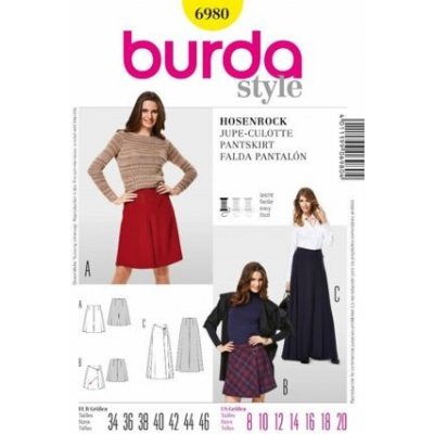 Střih Burda žlutý 6980 - zavinovací kalhotová sukně, culottes – Zboží Mobilmania