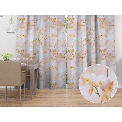 Biante Dekorační závěs TF-045 Orchideje na béžovém 140x220 cm – Hledejceny.cz