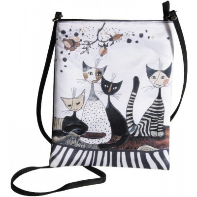 Crossbody kabelka s šedými kočkami design Rosina Wachtmeister