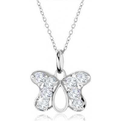 Šperky eshop Stříbrný přívěsek obrys motýla vykládaný zirkony SP36.18 – Zboží Mobilmania