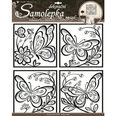 Samolepky na zeď čtverce a motýli plastická 1400, 51x40 cm – Zboží Mobilmania