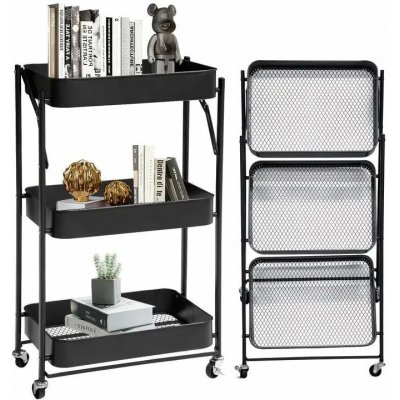 Servírovací stolek skládací kolečka kov černá NoBi TOTENHAM – Zboží Mobilmania