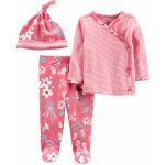 Carter's Set 3dílný polodupačktričko dl. rukáv zavinovací čepice Pink Flower dívka LBB – Zboží Dáma