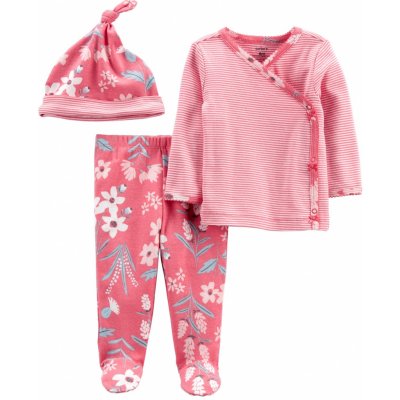 Carter's Set 3dílný polodupačktričko dl. rukáv zavinovací čepice Pink Flower dívka LBB – Zboží Dáma