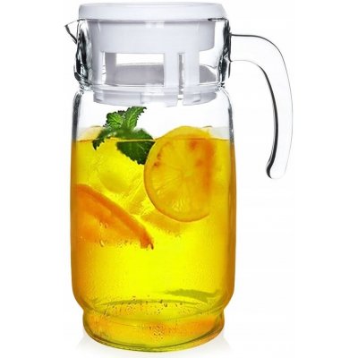 VILDE Skleněný džbán s víkem na servírování a nalévání nápojů, šťáv a limonád 2 l – Sleviste.cz