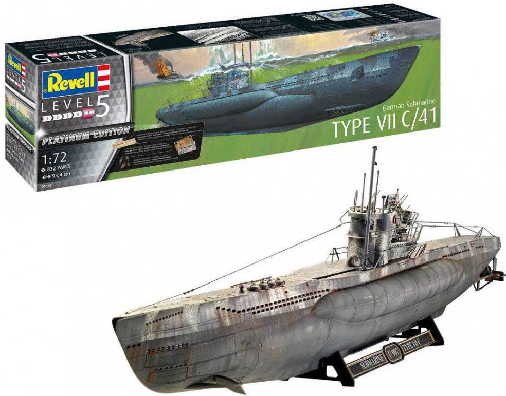Revell Model Kit German Submarine Type VII C/41 Platinum Edition Plastic Limited Edition 05163 1:72