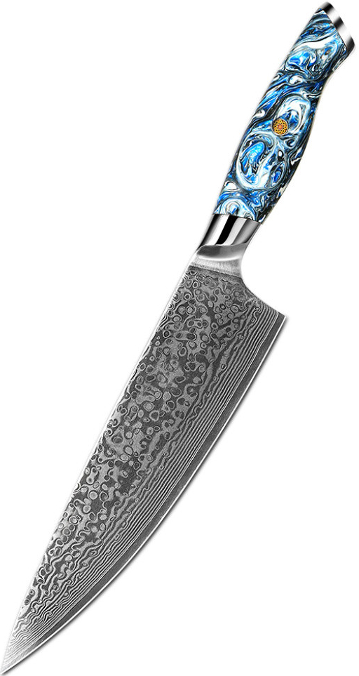 UG Grill Nůž Chef 20,7 35 cm Damašková ocel 67 oceánská modrá pryskyřice