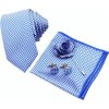 Kravata Světle modrý Set kravata kapesník a manžetové knoflíčky + brož Houndstooth