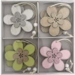 Dřevěný závěs, kytičky, přírodní, mix barev s glitrem, 8ks, 75x75mm – Hledejceny.cz