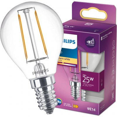 Philips E14 P45 LED žárovka 2W = 25W 250 lm 2700K teplá bílá vlákno – Hledejceny.cz