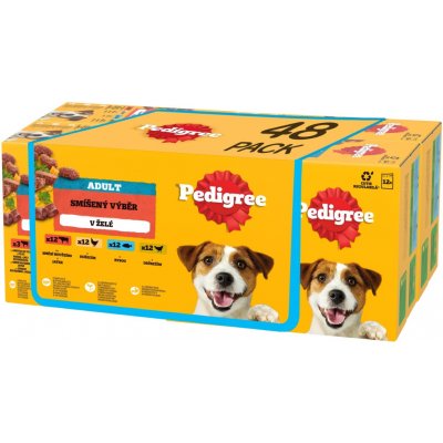 Pedigree Adult Výběr příchutí v želé s hovězím masem s kuřecím masem s jehněčím s drůbeží 48 x 100 g – Sleviste.cz