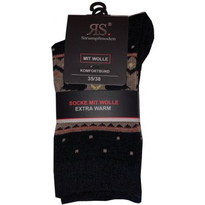RiSocks ponožky 43356 Mit Wolle Komfortbund vzor A'2 černo-béžová – Zboží Mobilmania