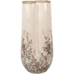 Béžová antik keramická váza s růžovo-zelenými květy L - Ø16*36 cm - Clayre & Eef – Hledejceny.cz
