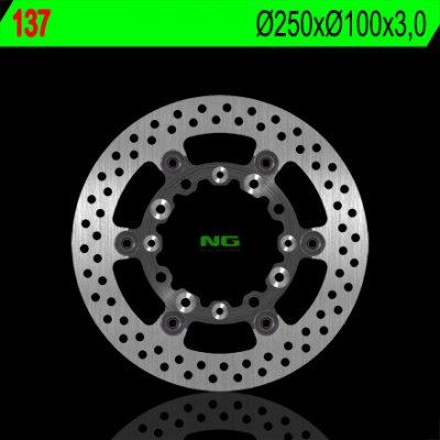NG přední brzdový kotouč KAWASAKI KX 125/250 89-05, KLX 250/300/650R 93-07, SUZUKI RMZ 250 04-06 (plovoucí) (250X100X3) (4X6,5mm) plovoucí – Hledejceny.cz