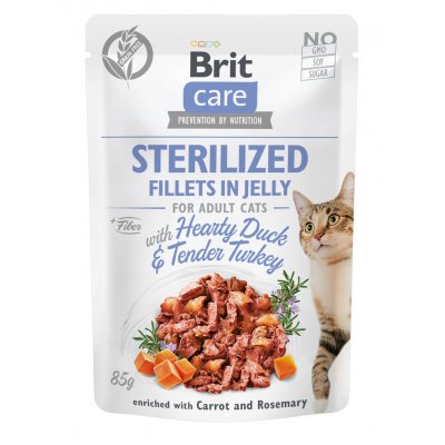 Brit Care Cat Sterilized Fillets in Jelly with Hearty Duck & Tender Turkey 85 g – Zbozi.Blesk.cz