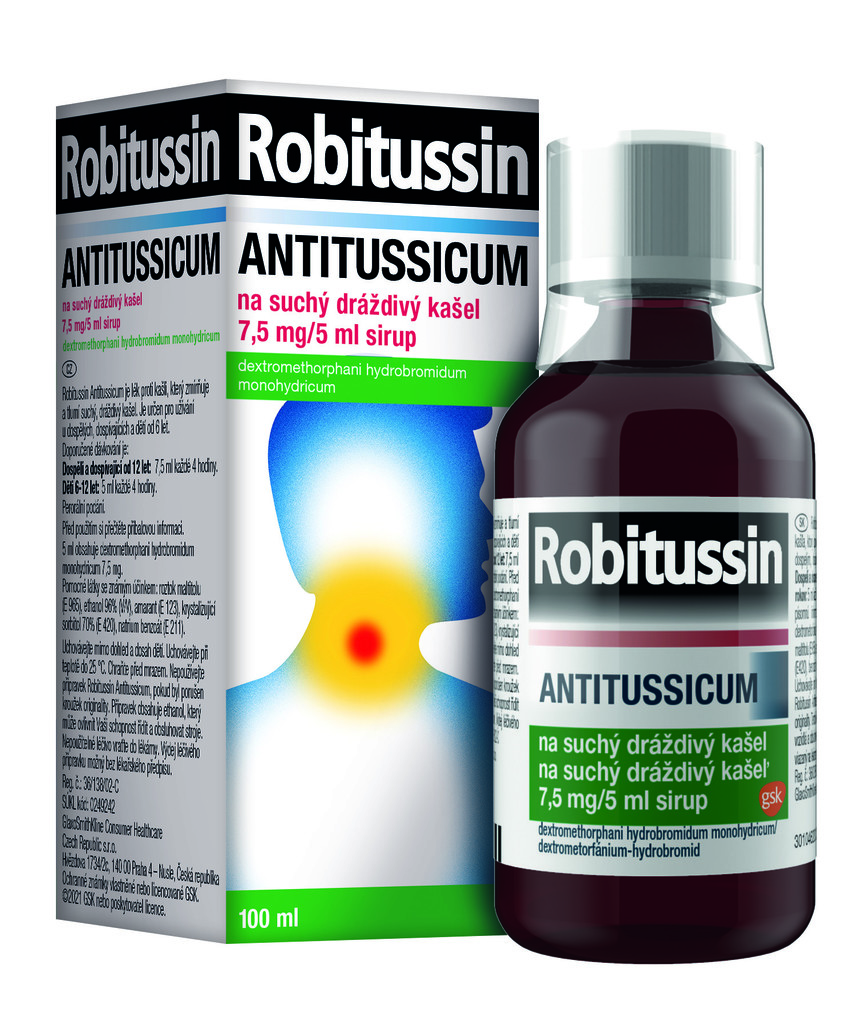 ROBITUSSIN ANTITUSSICUM NA SUCHÝ DRÁŽDIVÝ KAŠEL POR 7,5MG/5ML SIR 100ML