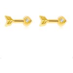 Šperky eshop náušnice ze žlutého zlata Amorův šíp kulatý zirkon v srdíčkovém hrotu puzetky S3GG250.09 – Zboží Mobilmania