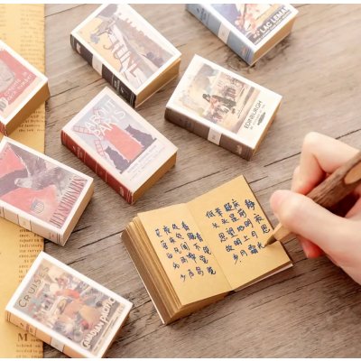 Mini Vintage Zápisník / Bloček ve tvaru knihy (velikost 4 cm) – Zboží Dáma