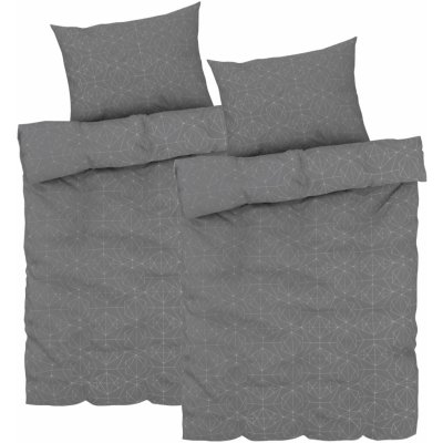 Livarno home povlečení z mikrovláknitého saténu grafika tmavě šedá 40x200 70x90 – Sleviste.cz