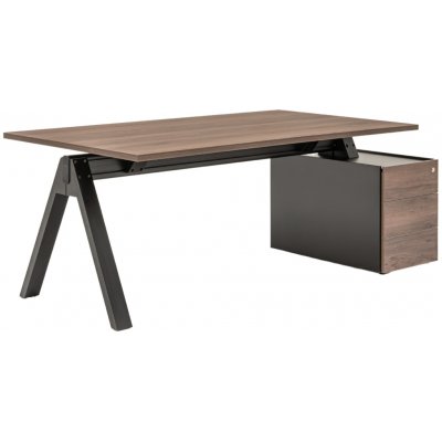 MDD Černý kancelářský stůl Viga s ořechovým dekorem, pravý 180 x 100 cm – Sleviste.cz