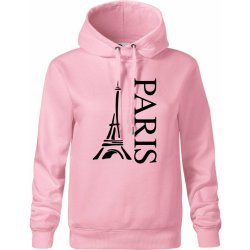 Paris nápis Eiffelovka na výšku Oversized mikina dámská Moon kratší + širší Růžová