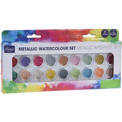 Junior farby vodové metalické 18 farieb + 2 štetce – Zboží Dáma