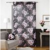 Záclona Záclona černá s růžovým květinovým motivem Šírka 140 cm | Dĺžka 240 cm čierna