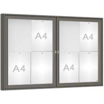 PROCITY Venkovní vitrína model 1000 dvoukřídlá, 8 x A4, plexi, šedá PRO | Zboží Auto