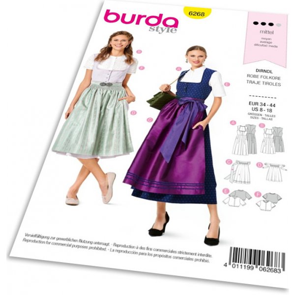 Střih Burda 6268 - Krojové šaty, krojová zástěra, krojová halenka od 179 Kč  - Heureka.cz