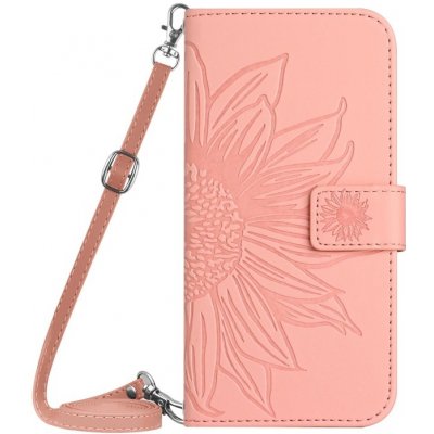 VSECHNONAMOBIL 86043 ART SUNFLOWER Peněženkový obal se šňůrkou pro Apple iPhone 16 Pro světle růžový – Zboží Živě