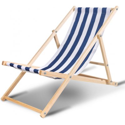 Yakimz Camping Relax Lounger Sun Lounger Wood Modrá Bílá – Zbozi.Blesk.cz