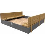 Backyard Discovery Pískoviště s víkem a sedátkem Cedar Ella XXL grey 150 x 150 cm – Sleviste.cz