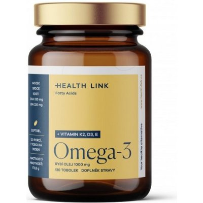 Health link Omega 3 rybí olej 1000 mg s vitamíny K2, D3 a E 120 tobolek – Hledejceny.cz