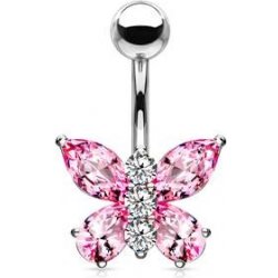 Šperky4U piercing do pupíku motýlek WP01011-P