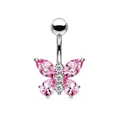 Šperky4U piercing do pupíku motýlek WP01011-P