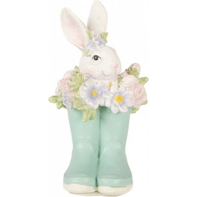 Clayre & Eef Dekorace králík v modrých holínkách s květy - 9*9*15 cm – Hledejceny.cz