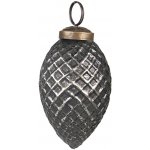 Clayre & Eef Černo-stříbrná antik skleněná ozdoba šiška Ø 4*7 cm – Hledejceny.cz